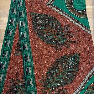 African Print Headwrap: Green & Brown Leaf Pattern